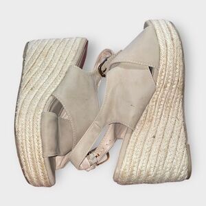 Catherine Malandrino Cream Espadrilles with Woven Wedge Sole and Ankle Strap 8.5